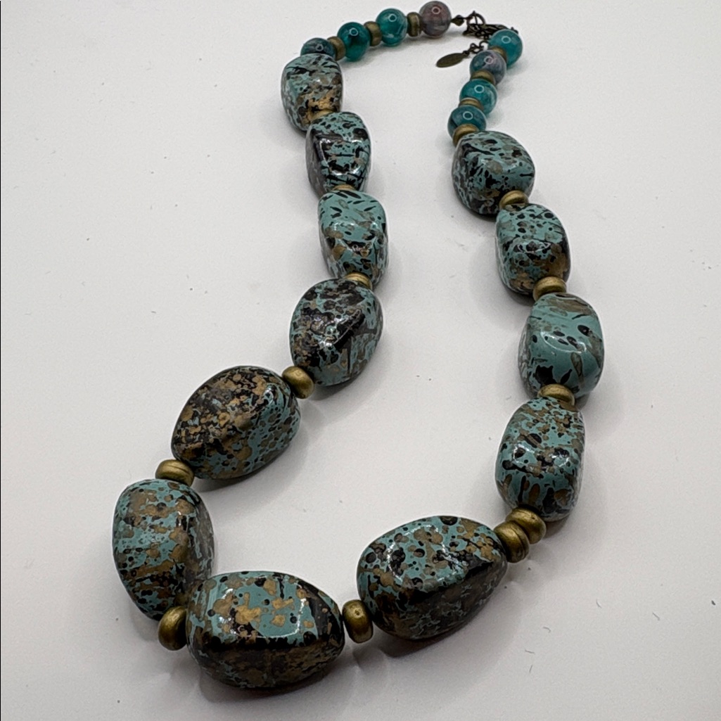 Vintage Art Paint Splash Beaded Necklace By Esmor